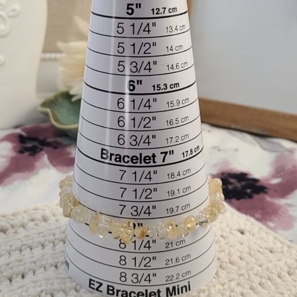 Golden Rutile Quartz Bracelet | Natural Chip Stretch Boho Healing Crystal Gift - Picture 6 of 6